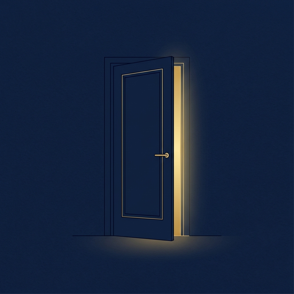 Puerta con luz dorada simbolizando acceso exclusivo